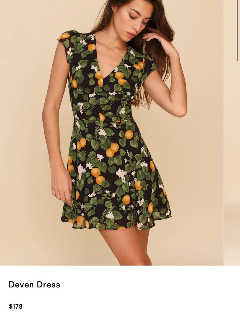 Reformation Deven Lemon Print Mini Summer Dress